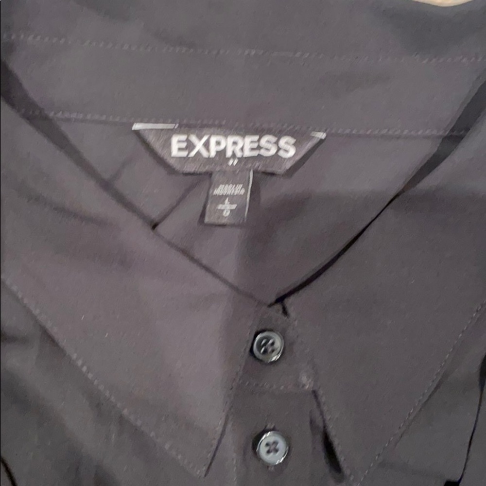 Express Sheer Black Button Down - image 4